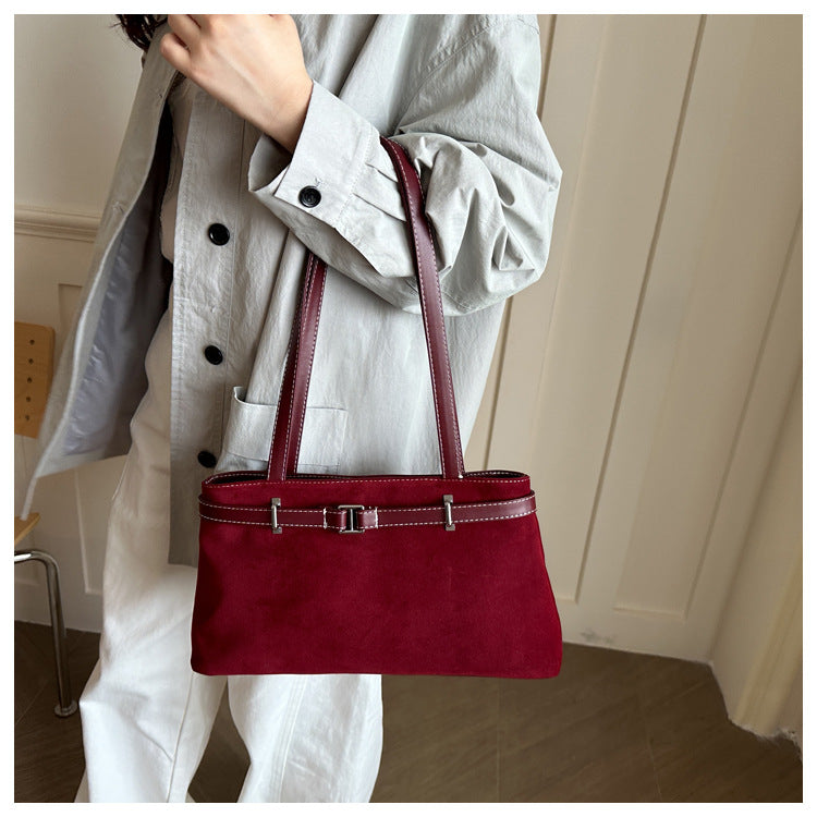 Suede Handheld Satchel