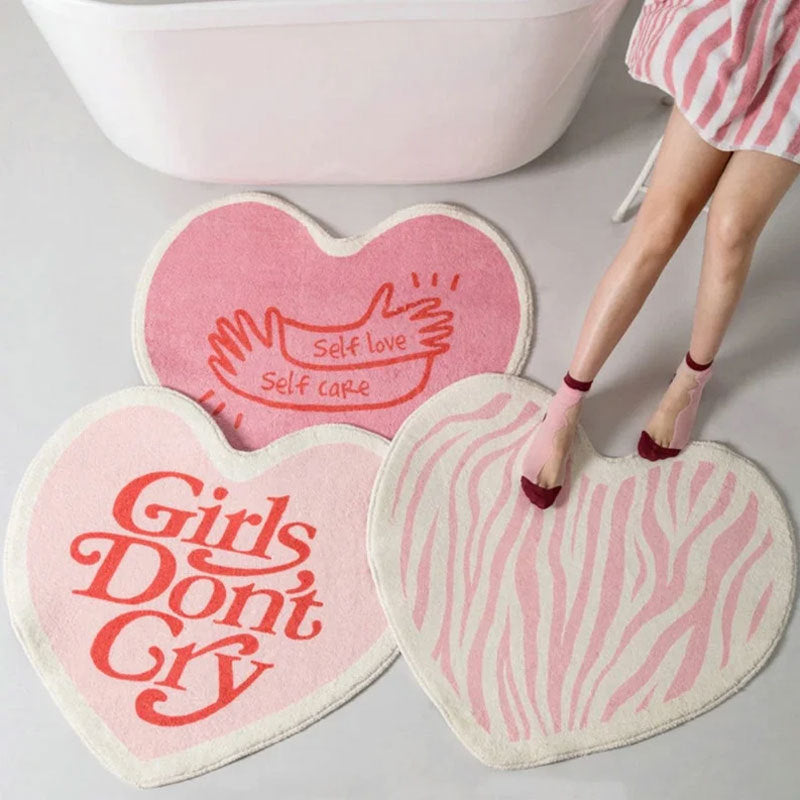 Heart-Shaped Bath Mat for Bathroom Floor Decor