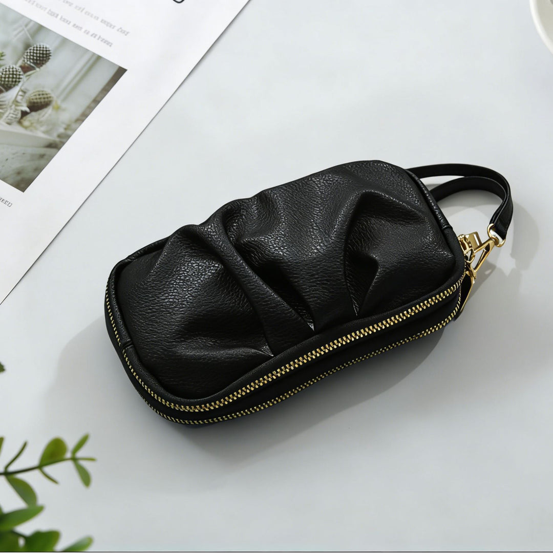 Textured Leather Zip Clutch Wallet Kalsten