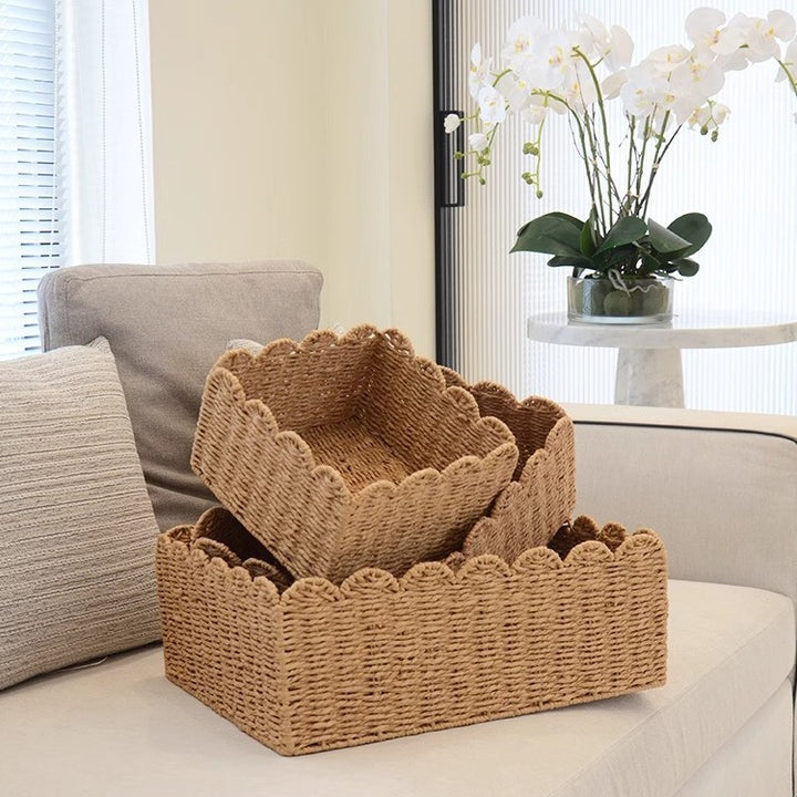 Handwoven storage basket with playful design Kalsten