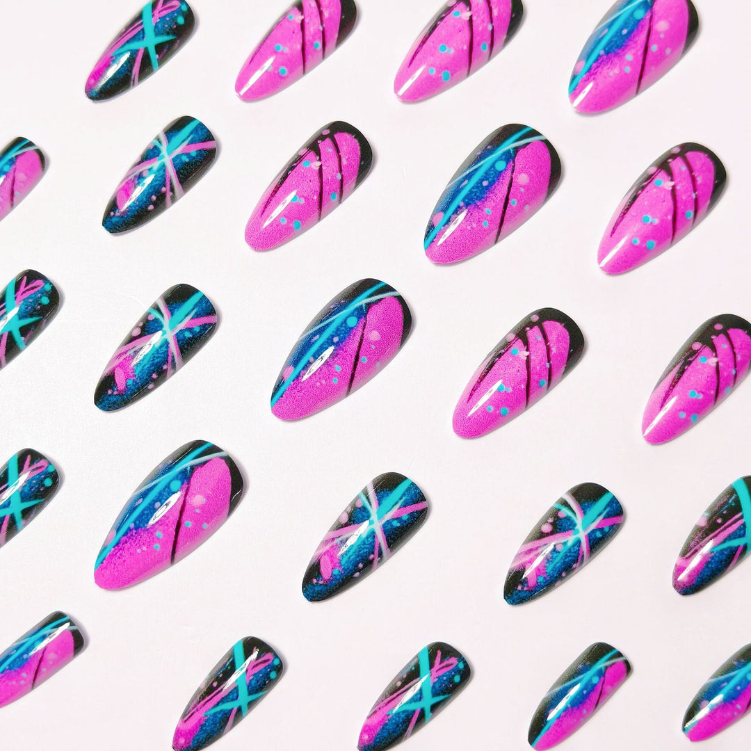 Artificial nails with geometric glamour design Kalsten