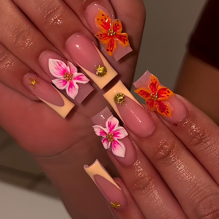 Artistic Floral Luxury Press-On Nails Kalsten