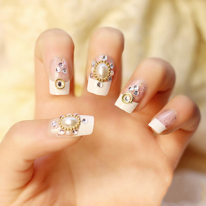 Artificial nails with elegant flower and rhinestone design Kalsten