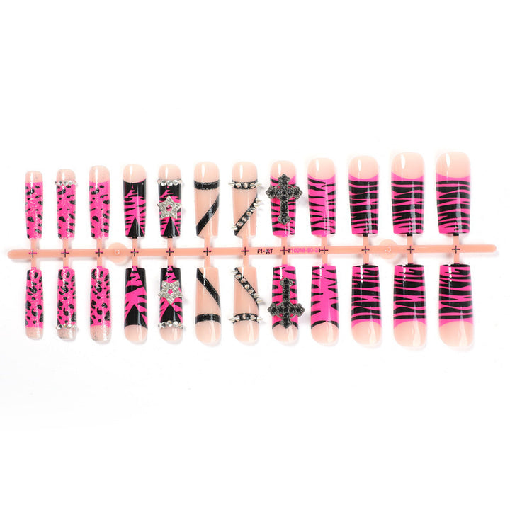 Creative nail art set with eye-catching zebra and glitter pattern Kalsten