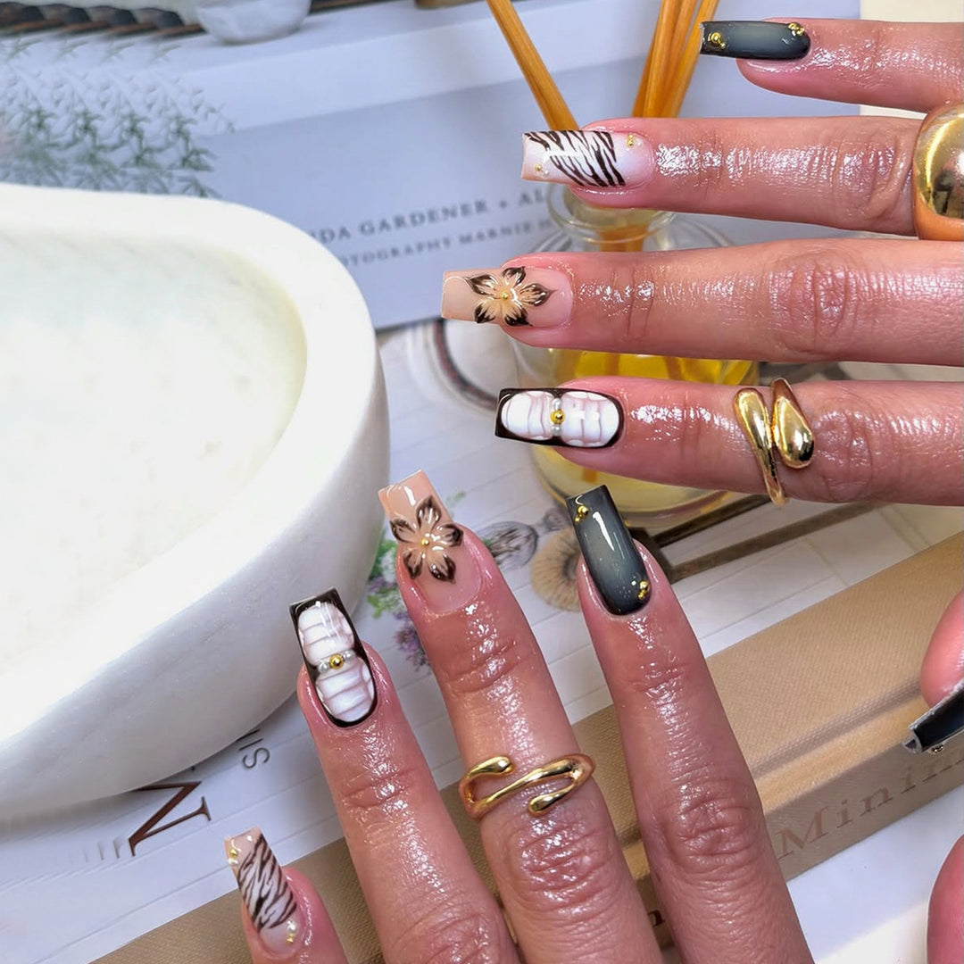 Artificial nails with exquisite floral and geometric designs Kalsten