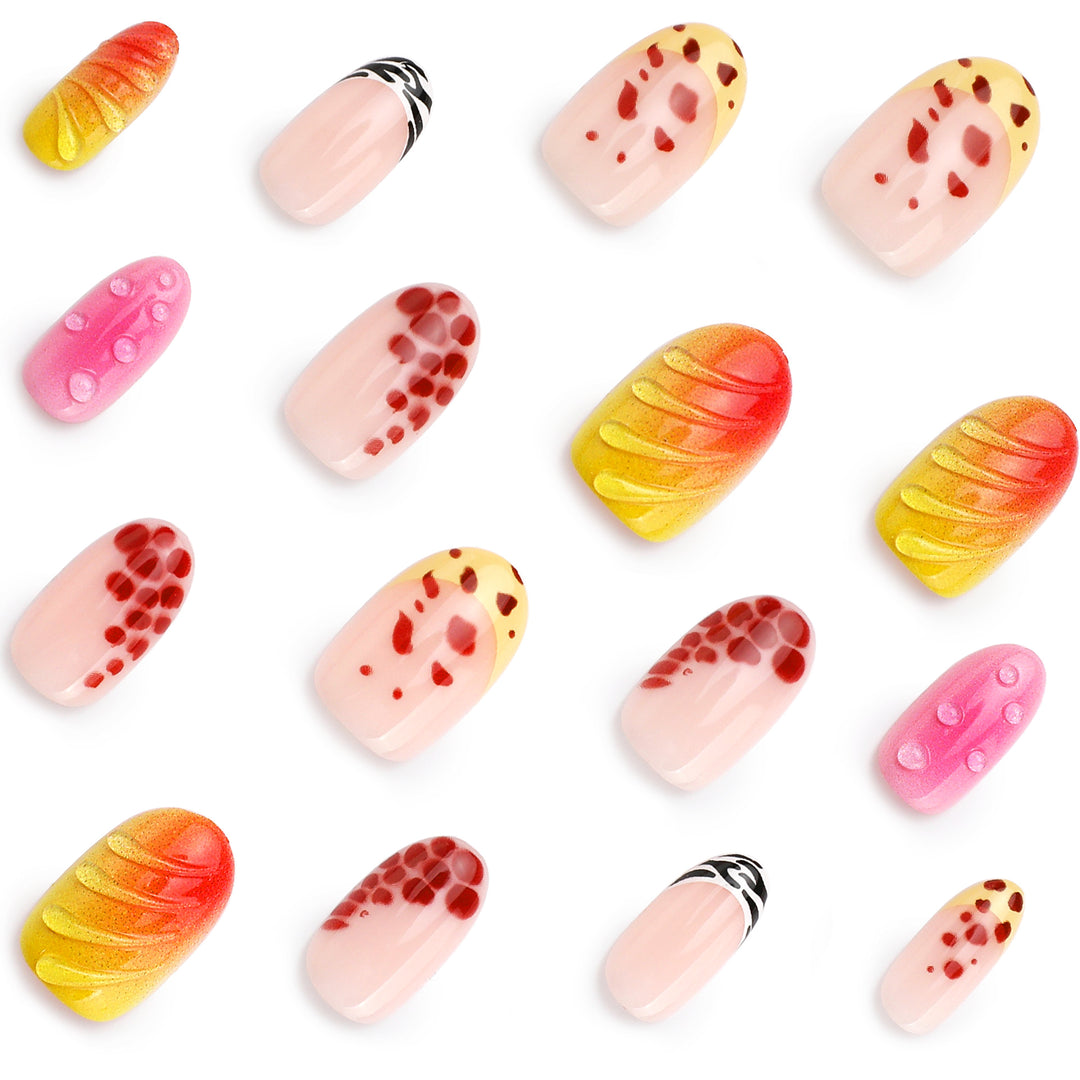 Creative artificial nails with floral design and glitter accents Kalsten