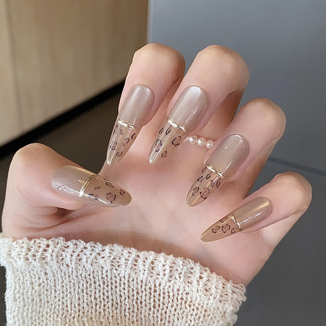 Stylish Press-On Nail Set with Artistic Leopard Design Kalsten
