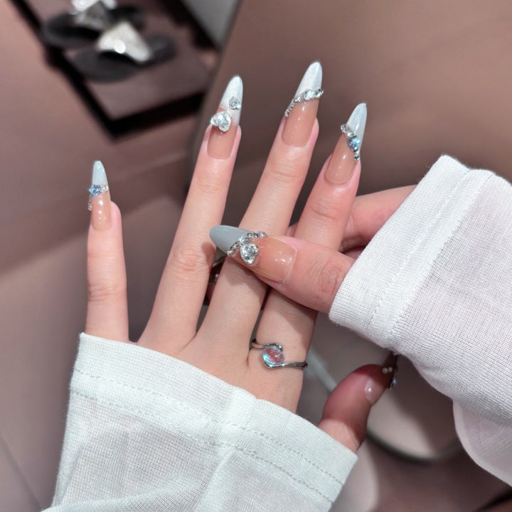 Glamorous Rhinestone-Embellished Press-On Nails Kalsten