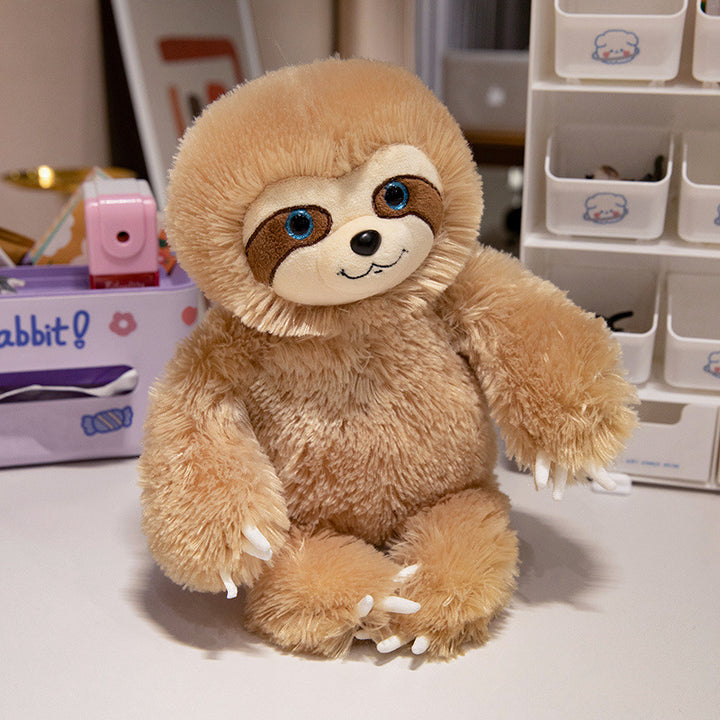 Plush Sitting Sloth Cuddle Companion with Poseable Limbs and Embroidered Face Kalsten