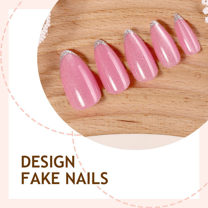 Artificial nail set with an elegant glitter finish and natural look Kalsten