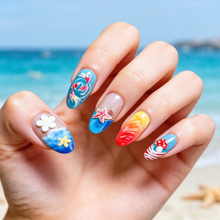 Artistic Marine-Themed Press-On Nails Kalsten