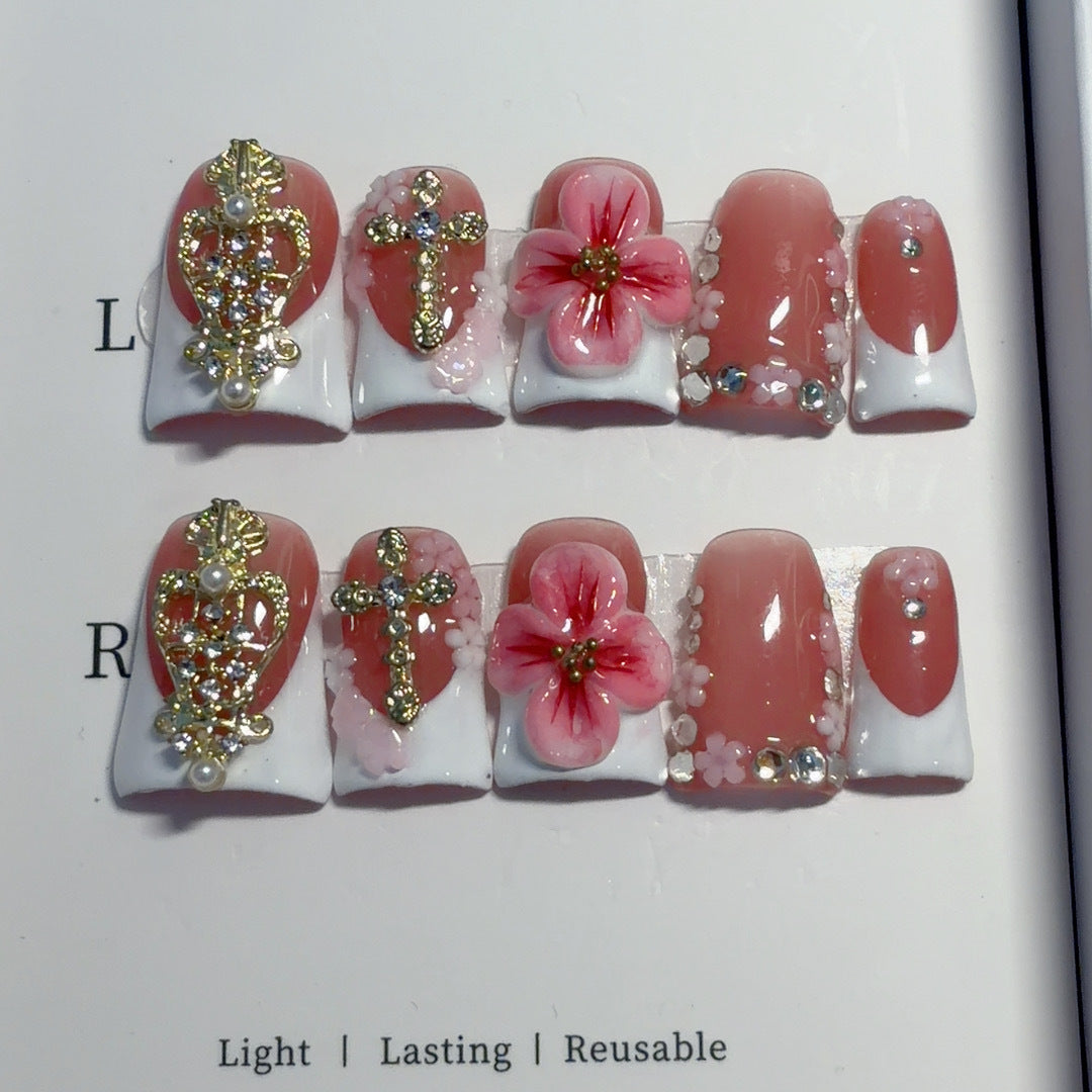 Decorative Floral Press-On Nail Set 1790731542