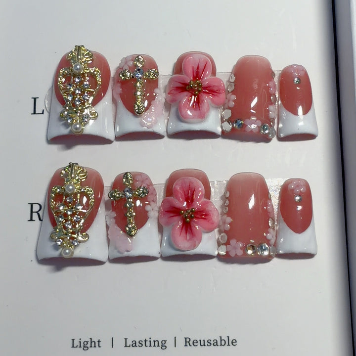 Decorative Floral Press-On Nail Set 1790731542