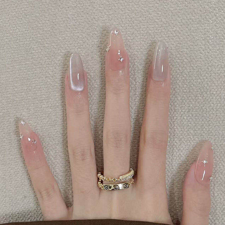 Decorative Press-On Nail Set with Subtle Glitter Accents Kalsten
