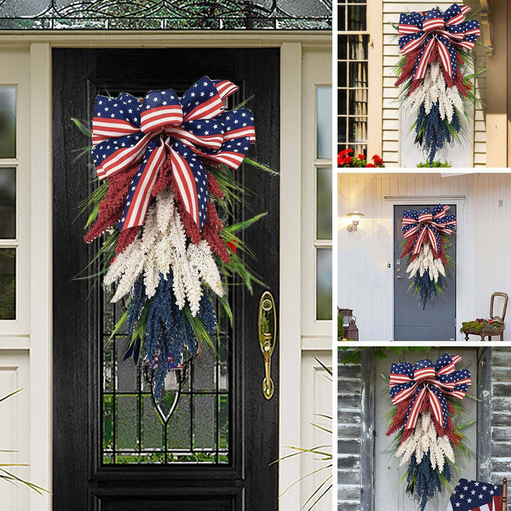 Unisex nan more patriotic door decoration swag with bow and intricate berry branches Kalsten