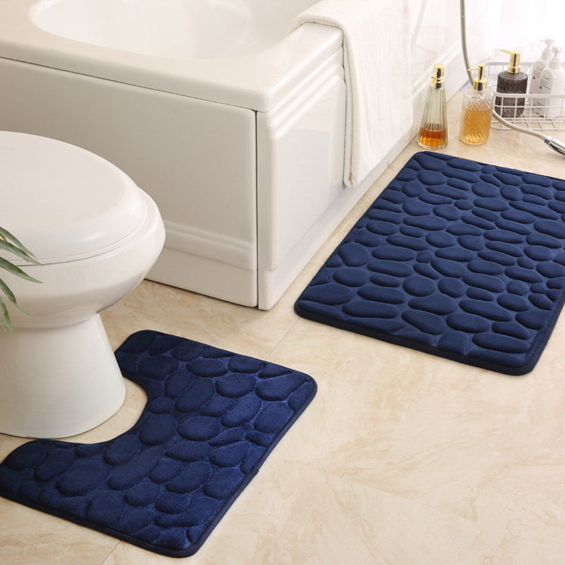 Textured Stone Pattern Bath Mat Set Kalsten