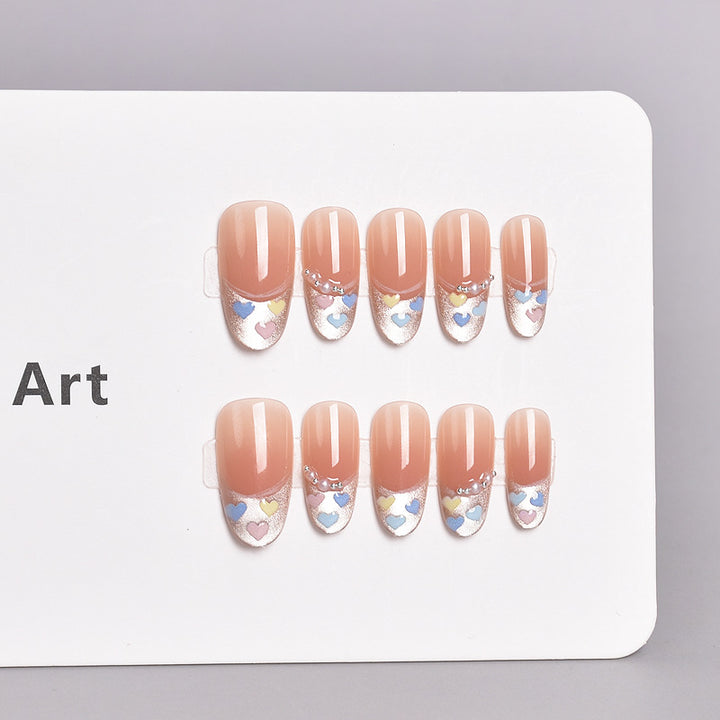 Artistic Floral French Tip Press-On Nail Set Kalsten