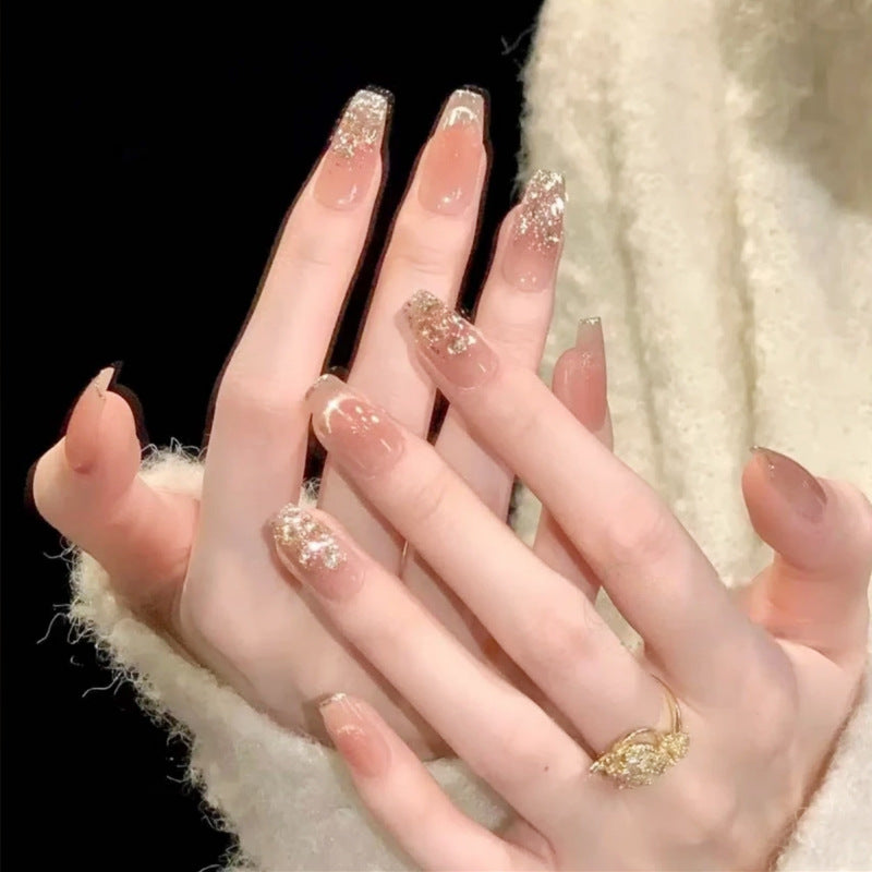 Artificial nail set with sparkling glitter and 3D applications Kalsten