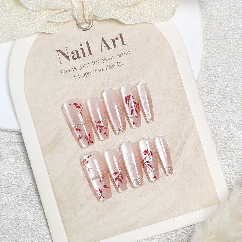 Elegant Floral Designed Press-On Nails