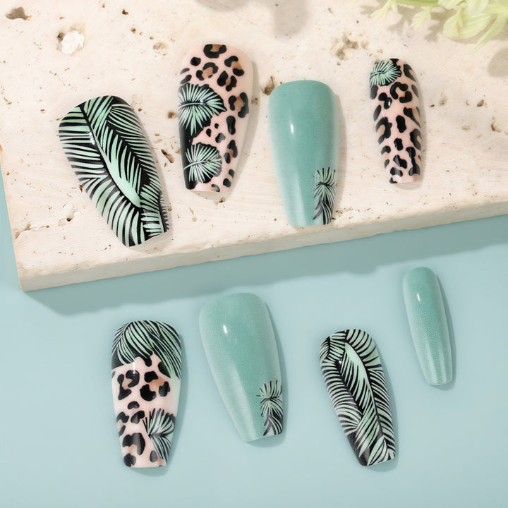 Creative artificial nails with tropical and animal design Kalsten