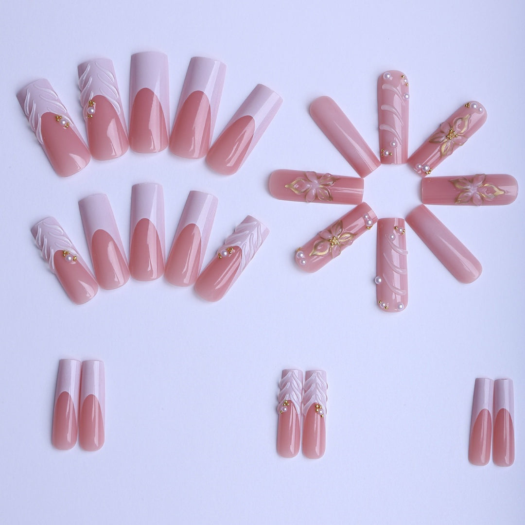 Acrylic nails with luxurious flower design and elegant accents Kalsten