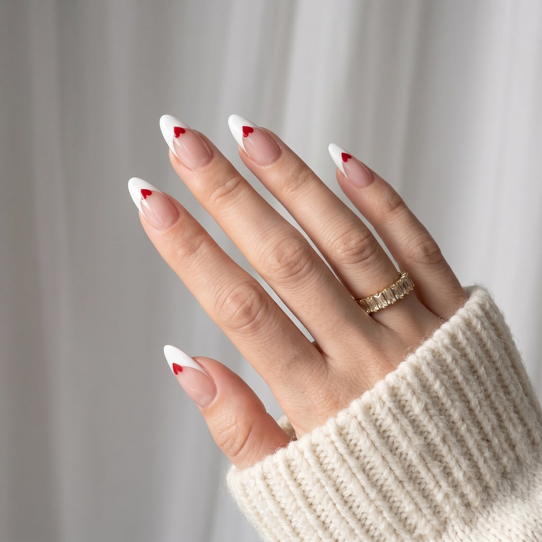 Elegant French Heart Tip Press-On Nails Kalsten