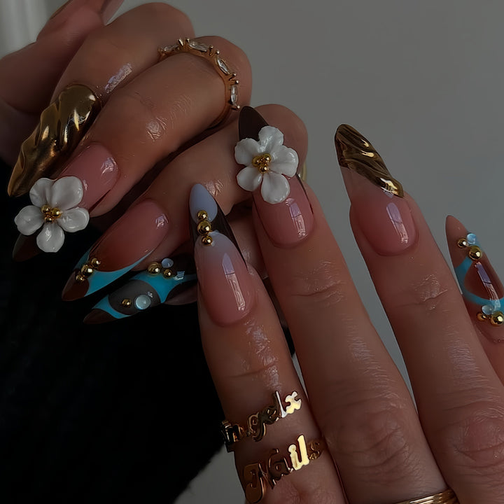 Artistic 3D Floral Press-On Nail Design Kalsten