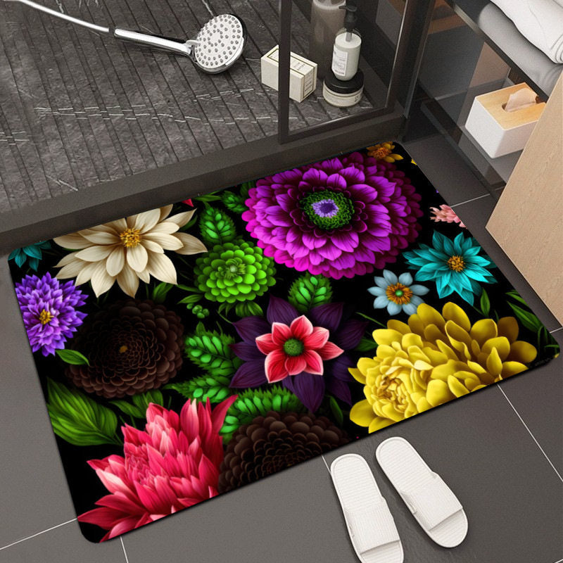 Floral Design Memory Foam Bath Mat Kalsten