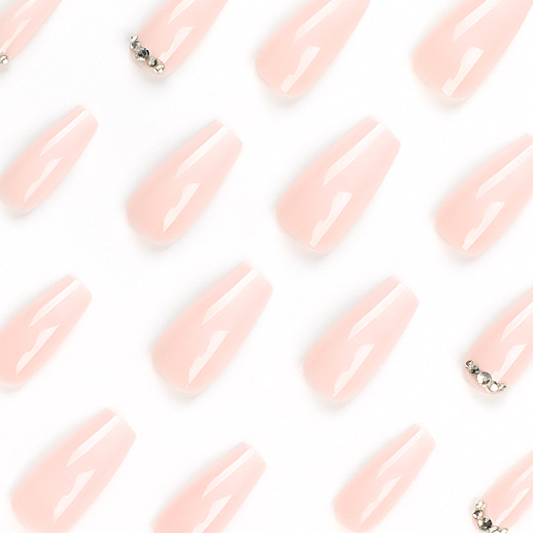 Artful Nail Extensions with Elegant Ombre Design and Rhinestone Accents Kalsten