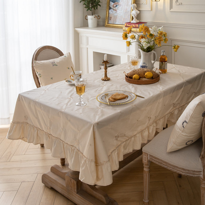 Elegant Floral Embroidered Tablecloth