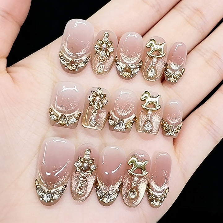 Decorative Press-On Nail Art Set with Elegant Embellishments Kalsten