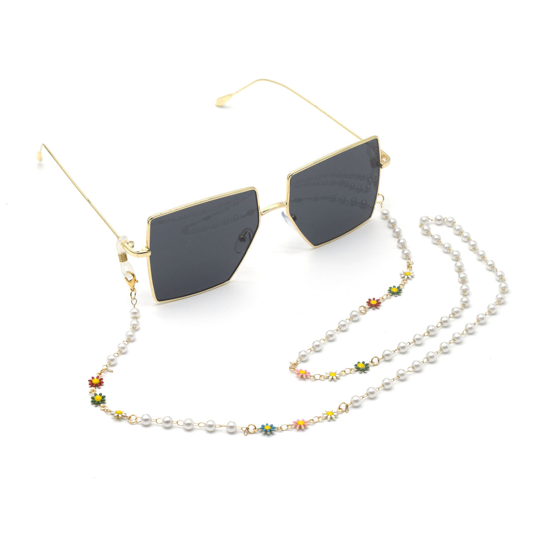 Elegant Pearl and Colorful Gemstone Eyewear Chain Kalsten