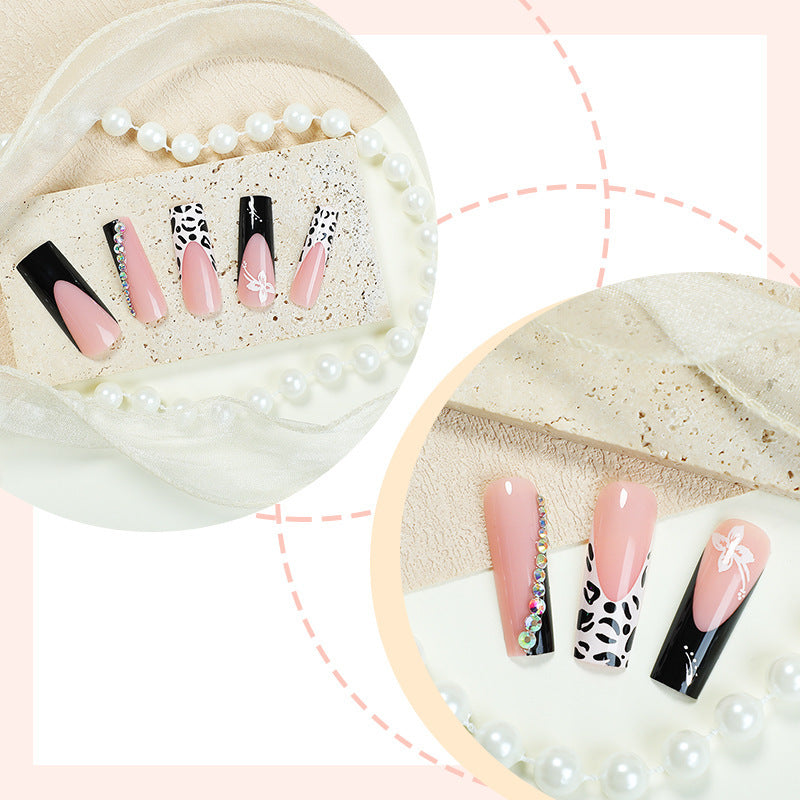 Creative nail art set with elegant black-pink design Kalsten