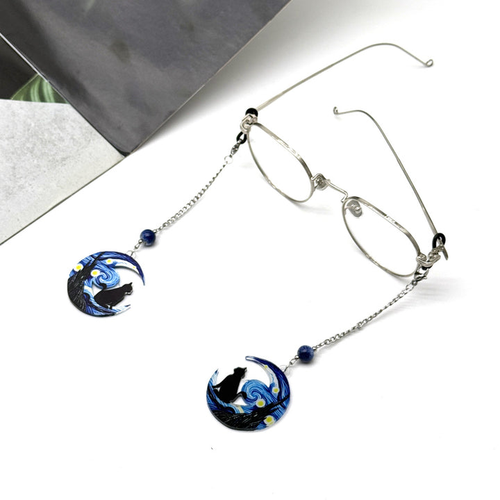 Artistic Cat and Moon Dangle Eyewear Chain Kalsten