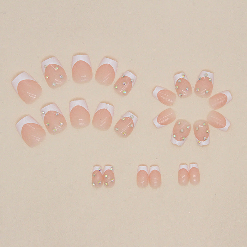 Elegant Rhinestone French Tip Nail Art Kalsten
