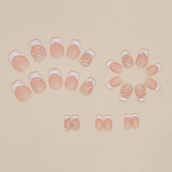 Elegant Rhinestone French Tip Nail Art Kalsten