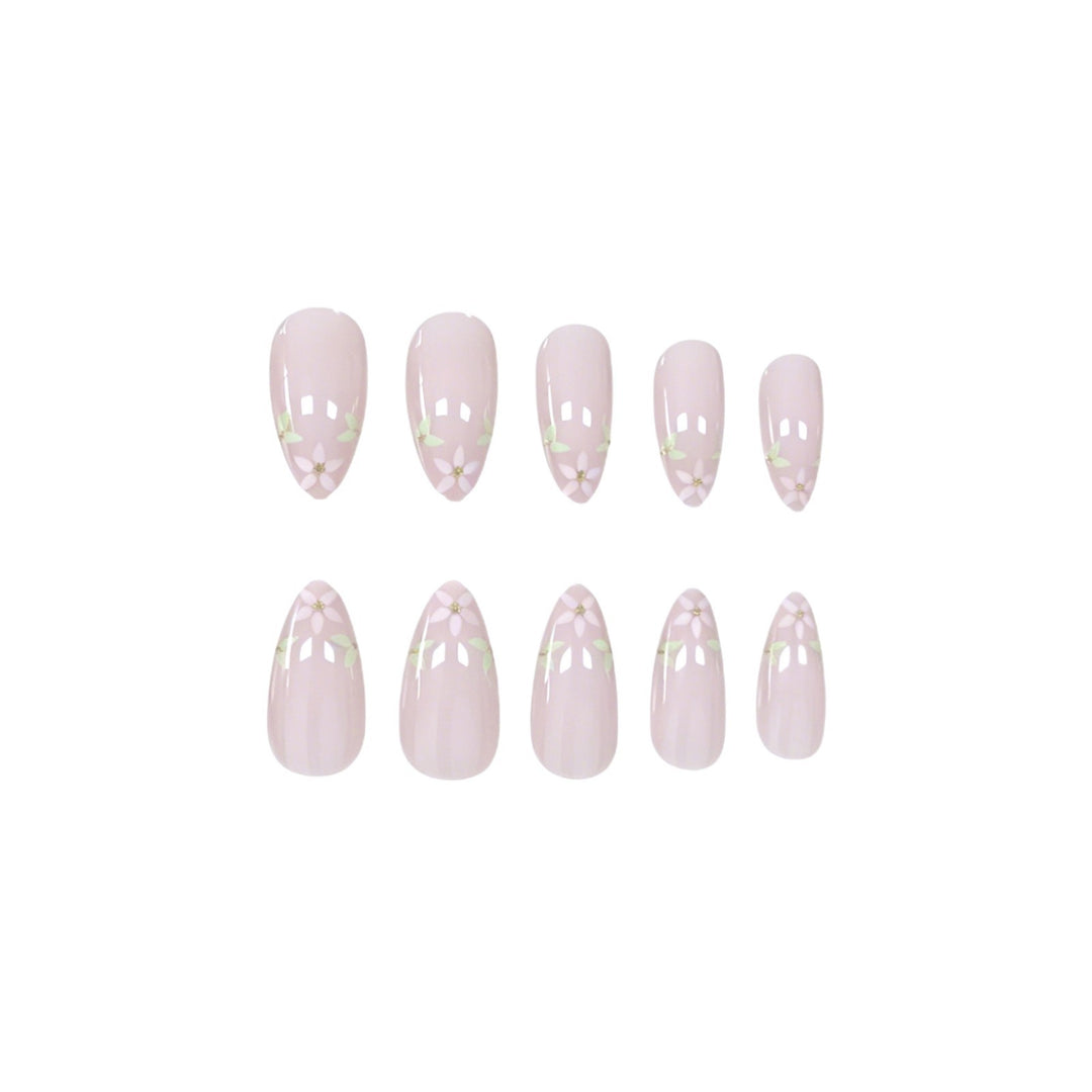 Elegant Floral French Tip Nail Art Extensions Kalsten