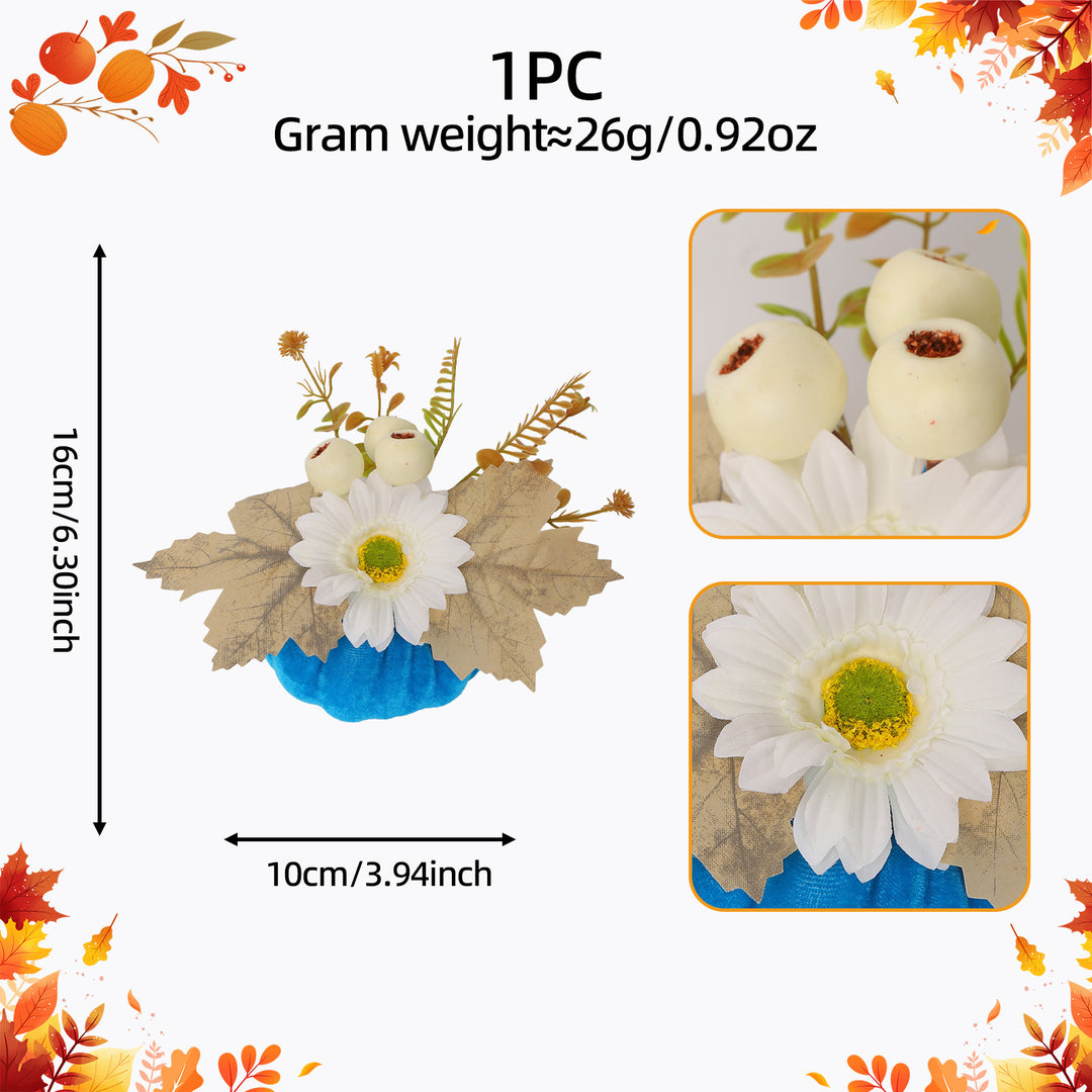 Samt-Pumpkin Table Decoration with Artificial Sunflower Arrangement