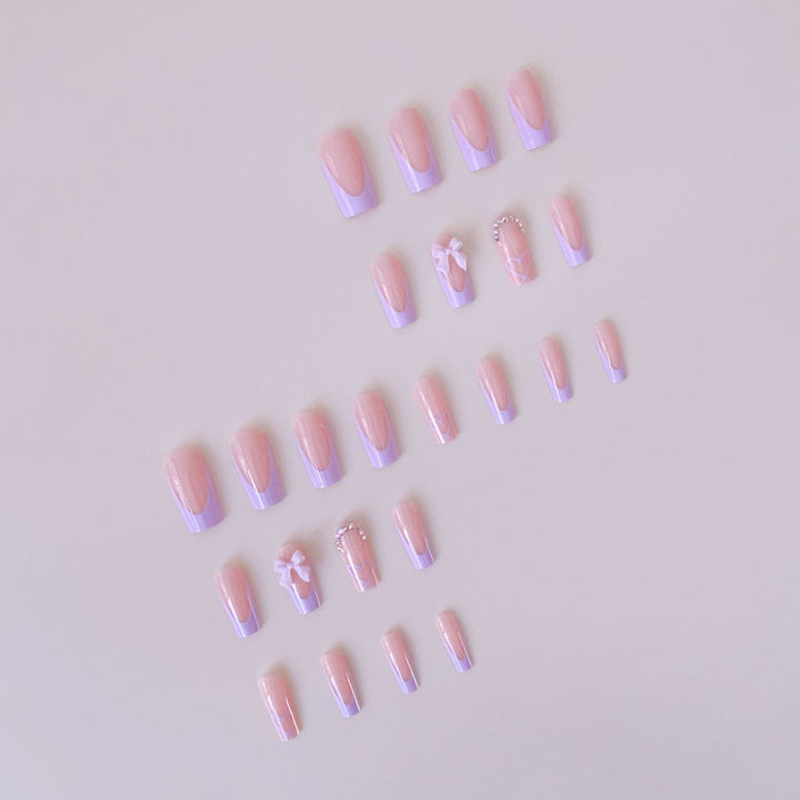 Artificial nail set with elegant 3D bows and glitter details Kalsten