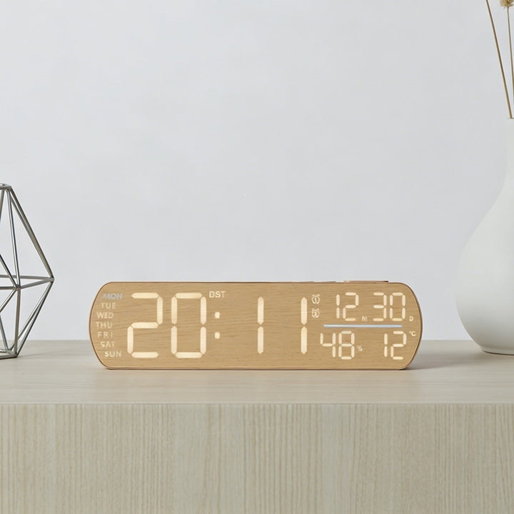 Digital alarm clock with wood look and temperature display Kalsten