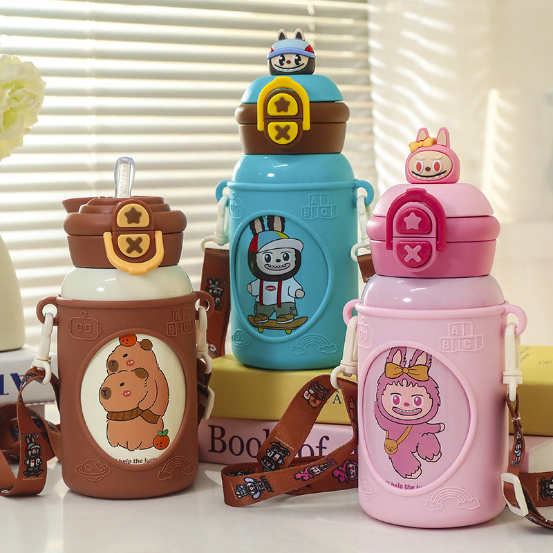Women's insulated children's water bottle with ergonomic carrying system and fun animal design Kalsten