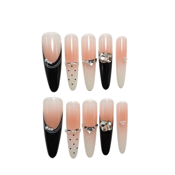 Elegant Stiletto Fake Nails with Sparkling Rhinestone Details Kalsten