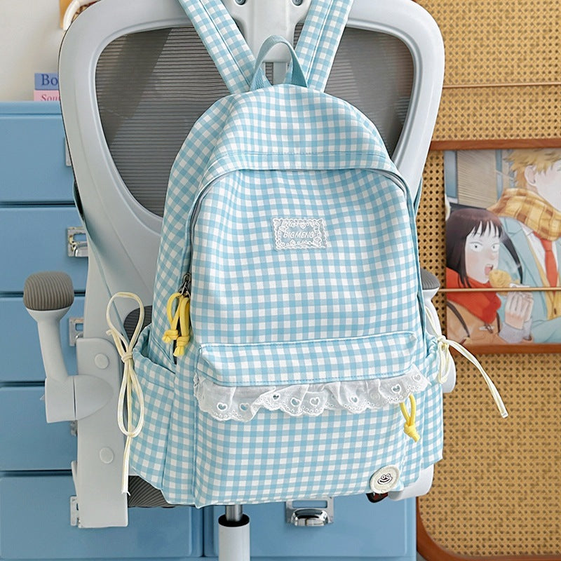 Cute Gingham Print Backpack Kalsten