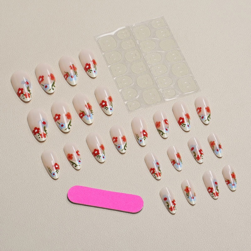 Floral Themed Press-On Nail Set