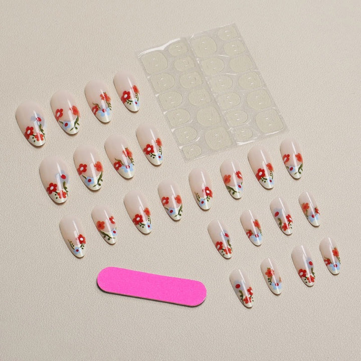 Floral Themed Press-On Nail Set