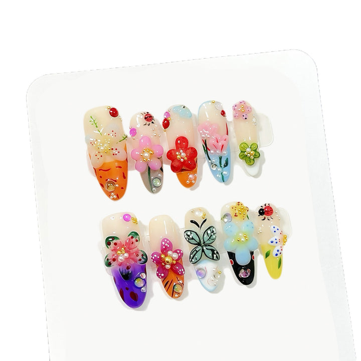 Artistic Floral Press-On Nail Art Set  1791773861