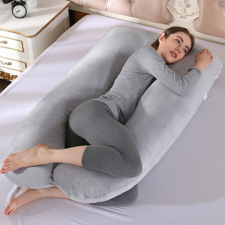 Full-Body U-Shaped Maternity Support Pillow With Removable Velour Cover
