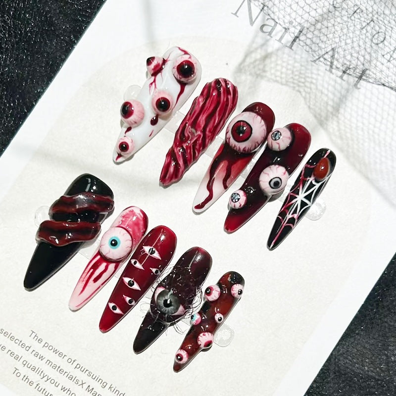 Creative Pastel Nail Set with Creepy Designs Kalsten