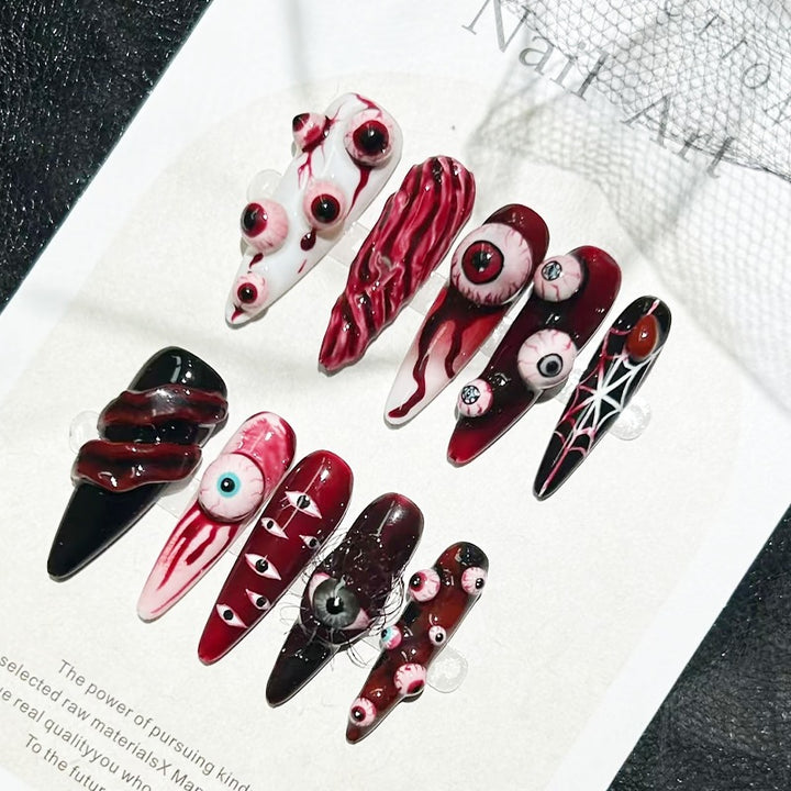 Creative Pastel Nail Set with Creepy Designs Kalsten