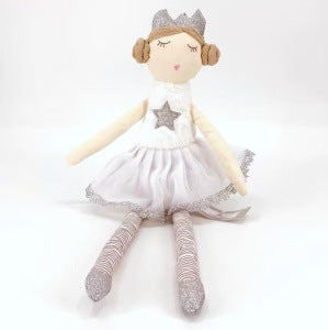 Handcrafted Linen Ballerina Doll with Layered Tulle Skirt